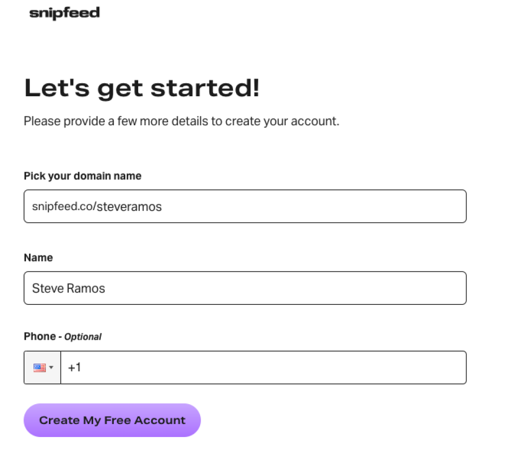 Snipfeed Onboarding Process