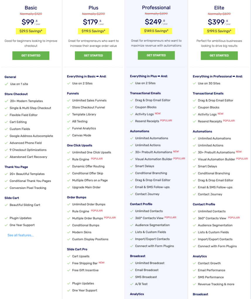 Funnelkit pricing plans